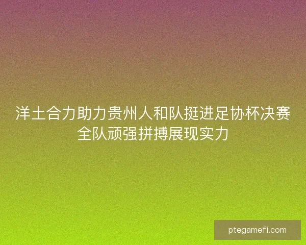 洋土合力助力贵州人和队挺进足协杯决赛全队顽强拼搏展现实力 洋土合力助力贵州人和队挺进足协杯决赛全队顽强拼搏展现实力
